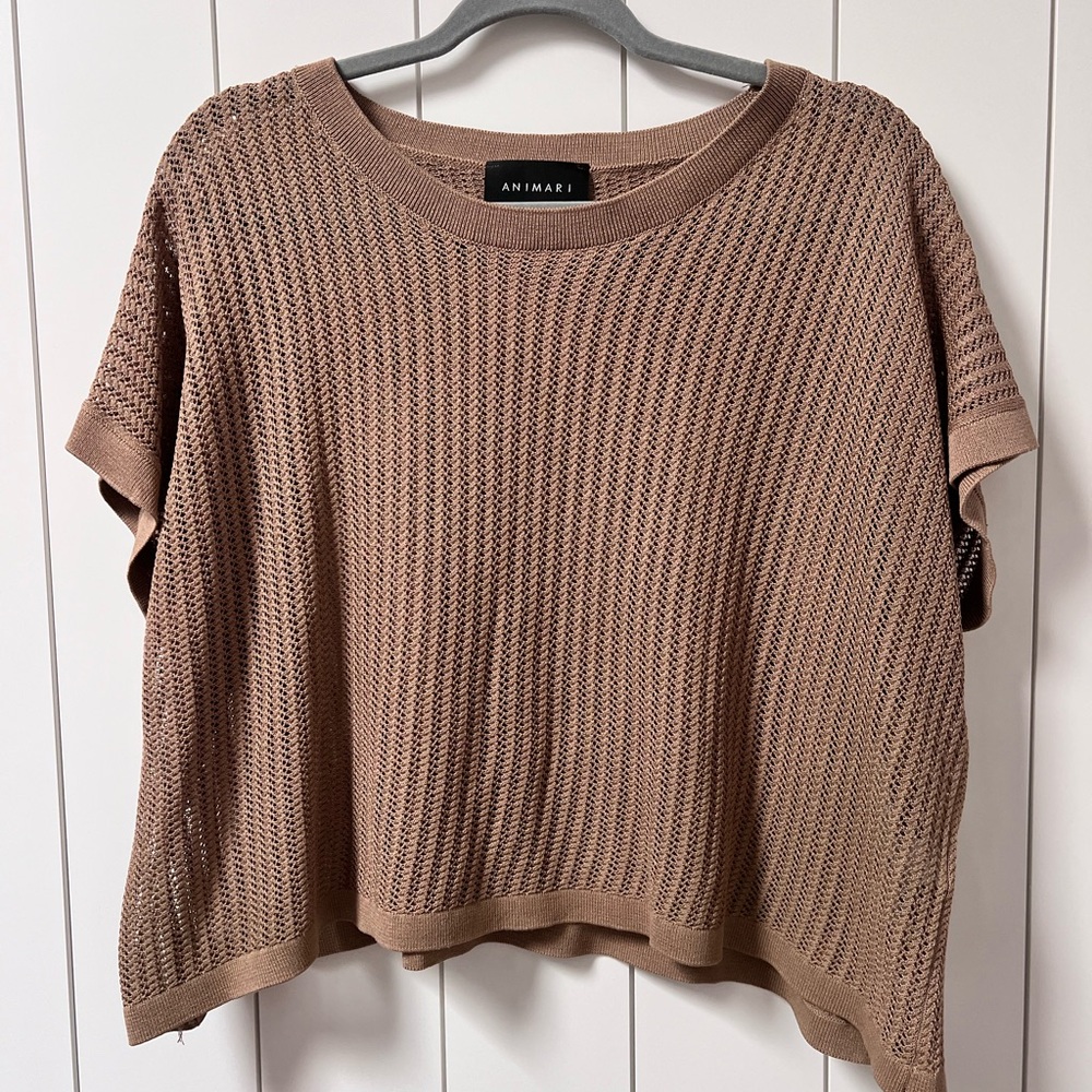 Animari Open Knit Cece Sweater Top in Rattan